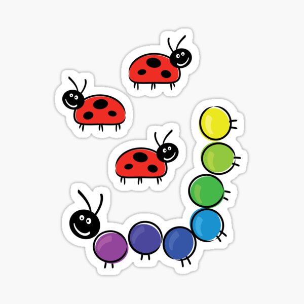 caterpillar and ladybugs Sticker