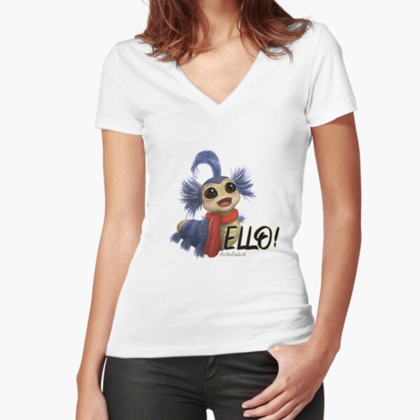 Labyrinth worm pocket Fitted V-Neck T-Shirt