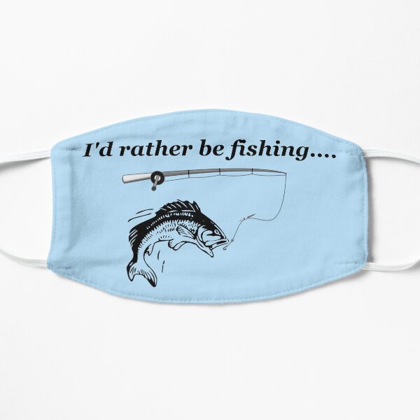 Blue Id Rather Be Fishing Fish and Fishing Rod Mask