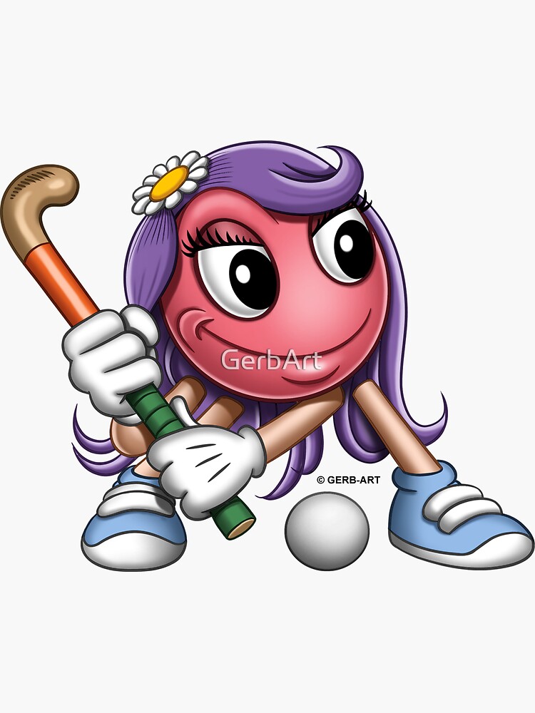 "Smiley Hockey Chick" Sticker by GerbArt Redbubble