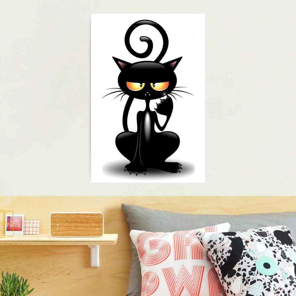 Cat Cattish Angry Black Cat funny Character Photographic Print for Sale  by BluedarkArt