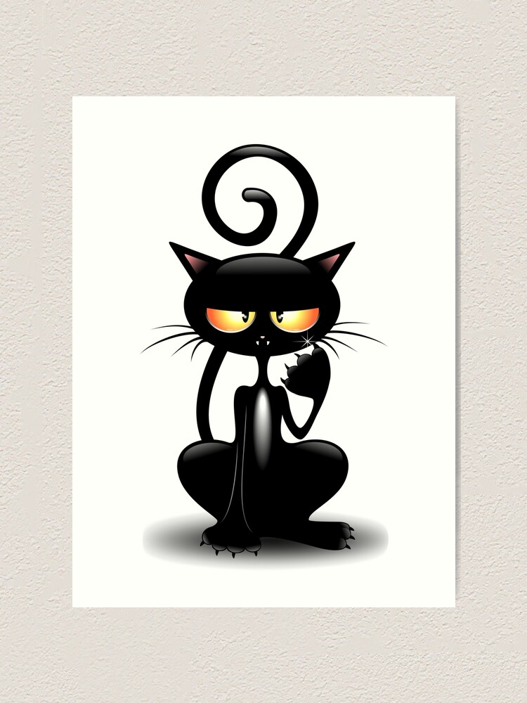 Impression Artistique Cattish En Colere Chat Noir Cartoon Par Bluedarkart Redbubble