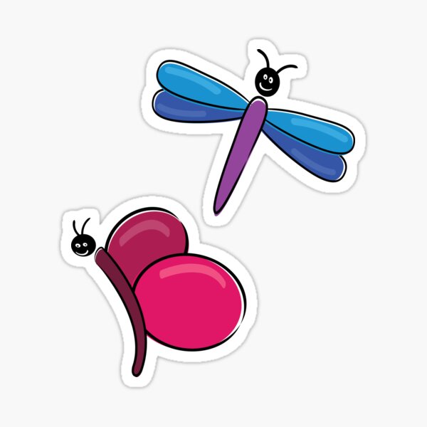butterfly and dragonfly Sticker
