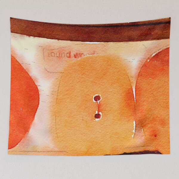 Item preview, Round Wood Button Watercolor designed and sold by Elsa L Kendall.