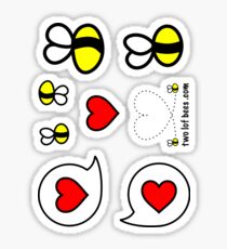 Lof Bees & Heart Bubbles - two lof bees Sticker