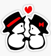 cute snowman couple vector art Sticker