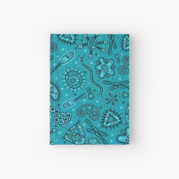 Cartoon Microbes - Teal Hardcover Journal