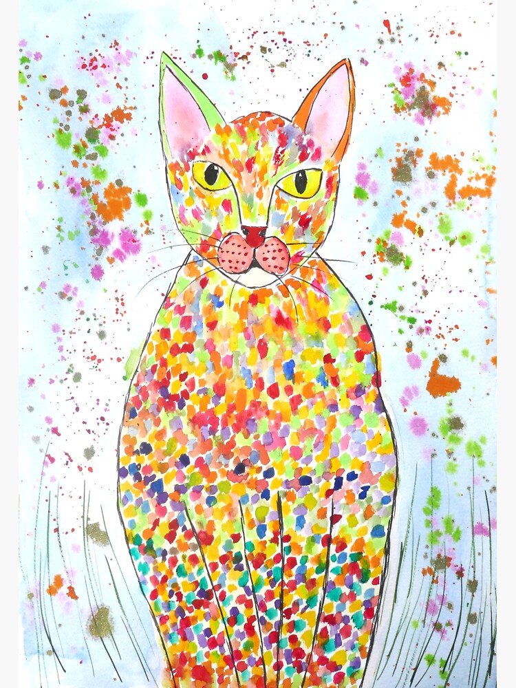 "Colourful Spotty Cat" Sticker for Sale by Casimirasart | Redbubble