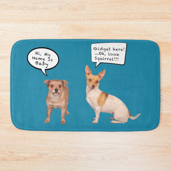 Item preview, Two cute little puppy dogs baby and Gidget Oh, look squirrel! silly gift ideas mugs, t-shirts, pillow, stickers and more. designed and sold by g2rdsmith.