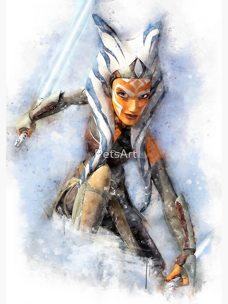 "Ahsoka Tano Watercolor art 2" Metal Print by PetsArt Redbubble