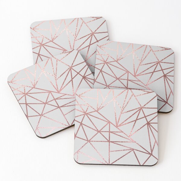 Item preview, Rosegold Metallic on Grey Geometric Pattern designed and sold by TrendyArtPrints.