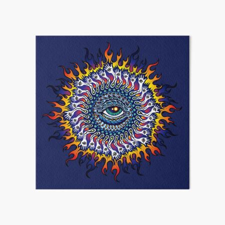 Psychedelic Eye Sun Art Board Print