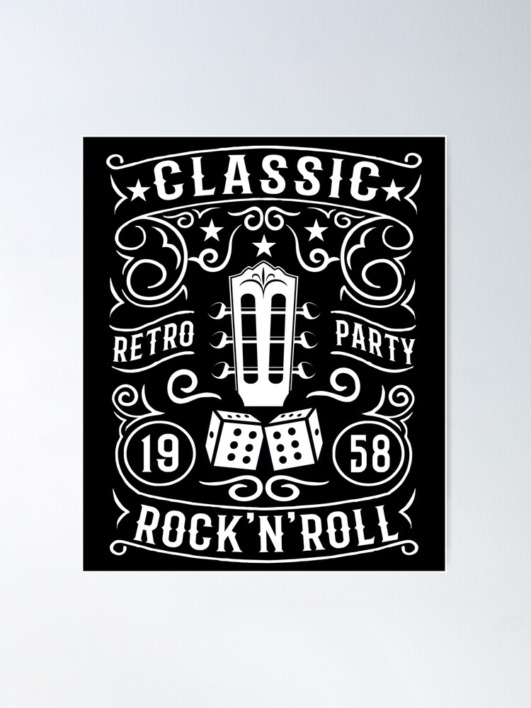 Classic Rock and Roll Guitar Vintage Rockabilly Music 1950s Sock Hop Dance  Poster by MemphisCenter