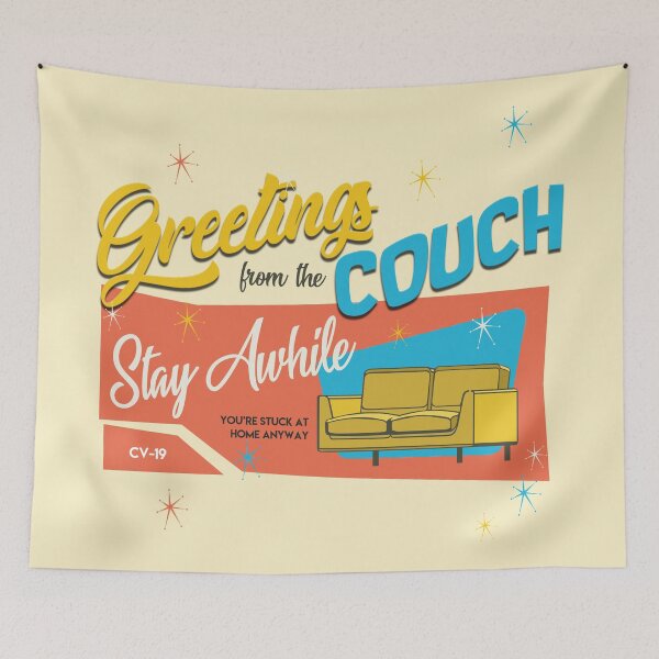 Item preview, Greetings from the couch designed and sold by Wonderful world of whimsical Art of yesteryear and today .