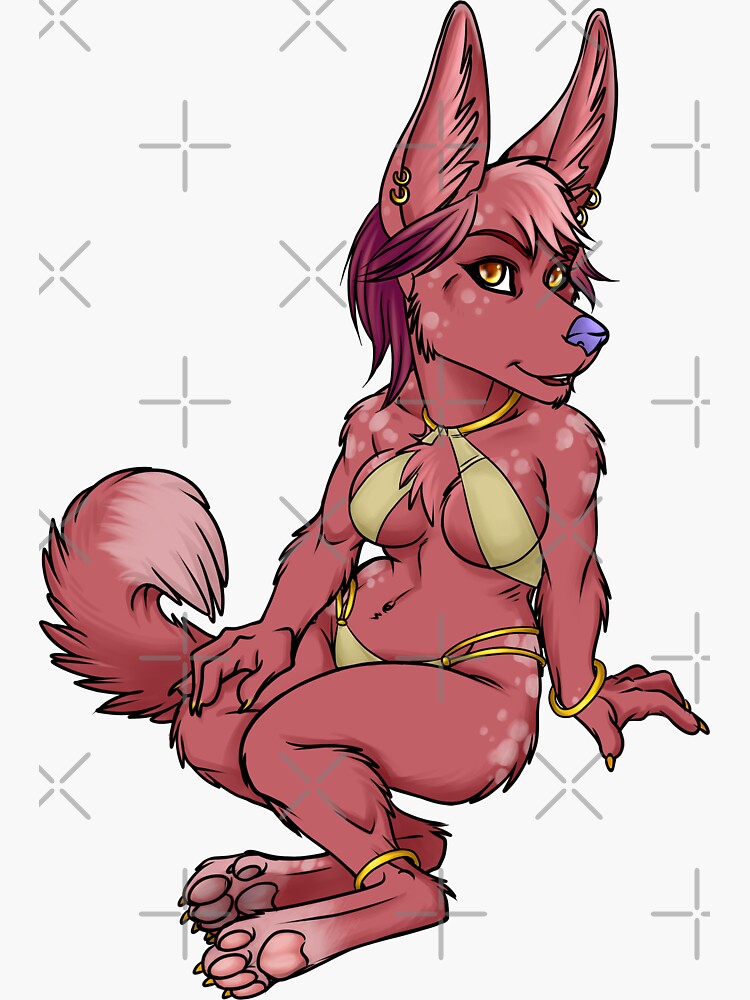 Pink Jackal Sticker by cybercat