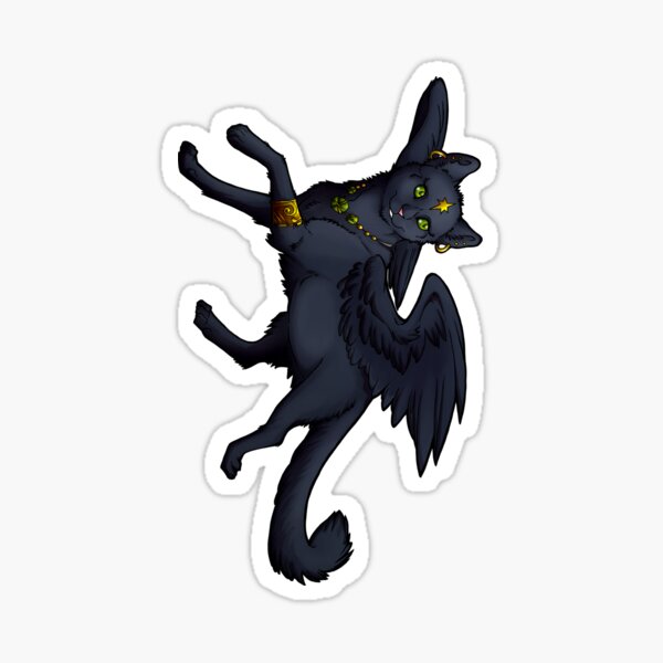 Black Winged Cat Sticker Sticker