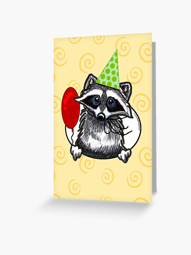 Carte De Vœux Carte D Anniversaire Drole De Raton Laveur Par Offleashart Redbubble