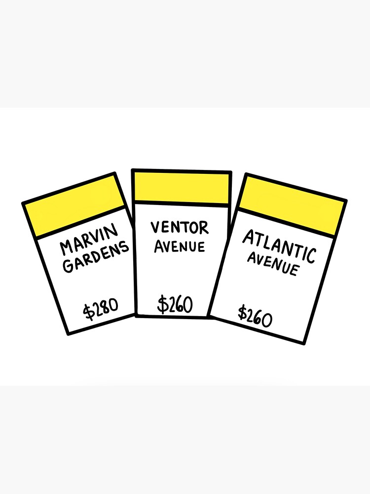 "Monopoly Yellow Properties " Sticker for Sale by reagan164 Redbubble