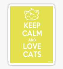 Keep Calm and Love Cats (Yellow) Sticker