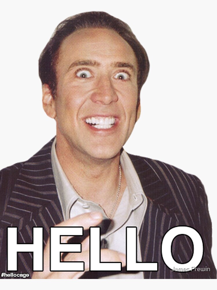 Thumbnail 3 of 3, Sticker, Nicolas Cage - HELLO Sticker designed and sold by F7James.