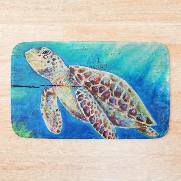 Item preview, aqua multi colored sea turtle painting  designed and sold by Stephanie  Skeem.