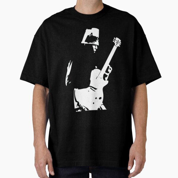 Fashionshop Funny Printed Guitar Black Oversized T-Shirt
