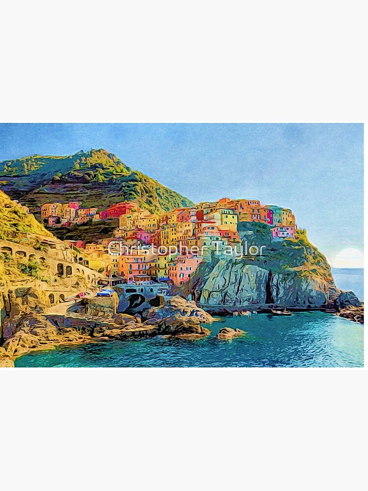 Thumbnail 2 of 2, Art Board Print, Cinque Terre, Italy | Painting designed and sold by ctaylorscs.