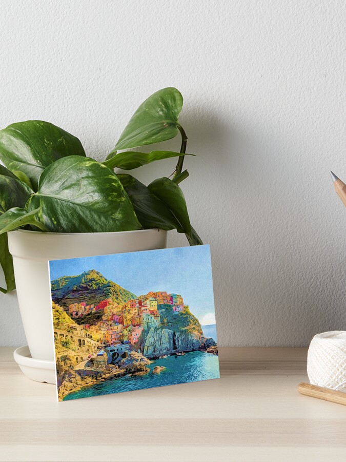 Thumbnail 1 of 2, Art Board Print, Cinque Terre, Italy | Painting designed and sold by ctaylorscs.