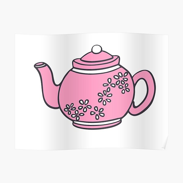"Cute Pink Tea Pot" Poster for Sale by kmoblenes Redbubble