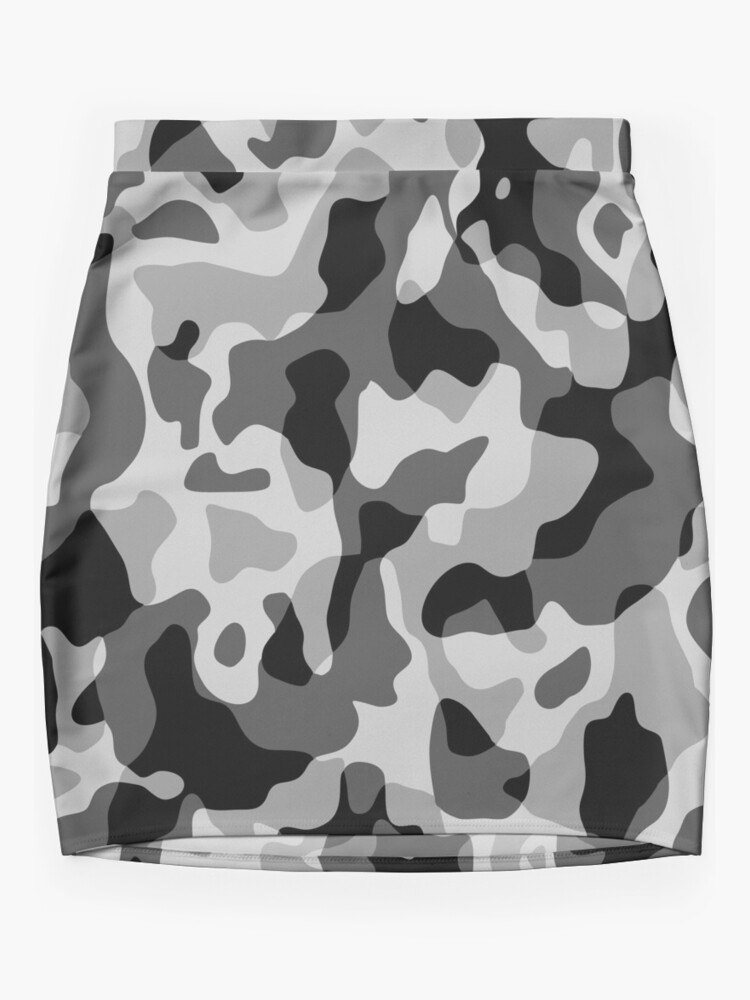 Grey Camouflage Army Military Pattern Mini Skirt