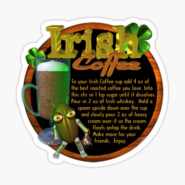 Irish Coffee recipe Sticker