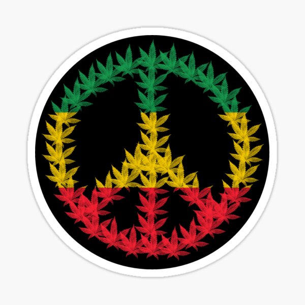 Rastafari Cannabis Peace Symbol Sticker Sticker