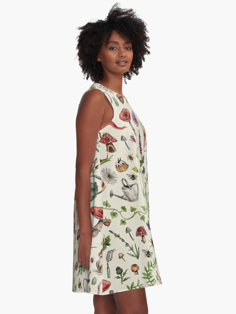 Alternate view of Cottagecore light green A-Line Dress