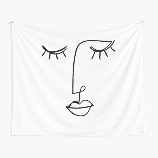 One Line Face Art Tapestry