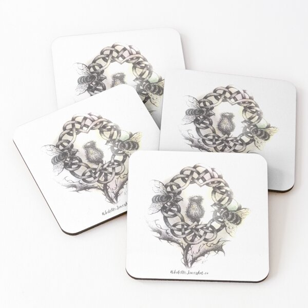 Item preview, Nikolette Jones Art Scottish Thistle Celtic Knot w Bees  designed and sold by ABOotlanders.