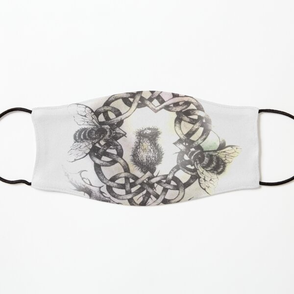 Nikolette Jones Art Scottish Thistle Celtic Knot w Bees Kids Mask