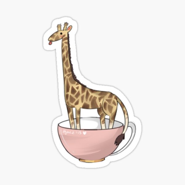 Giraffe in a tea cup Sticker