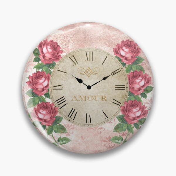 Item preview, French Vintage Clock with Antique Roses designed and sold by aprincessinsp.