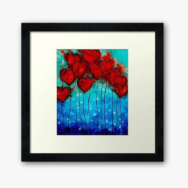Hearts on Fire - Romantic Art By Sharon Cummings Framed Art Print
