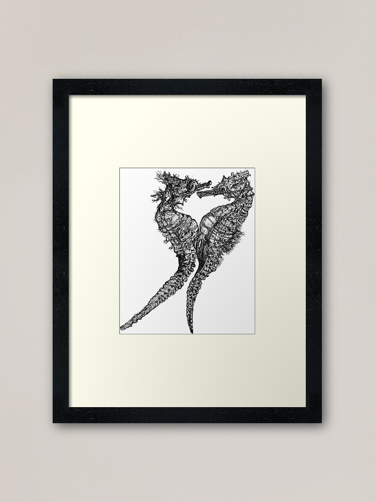 Alternate view of Chris and Gladis - Seahorses in love Framed Art Print