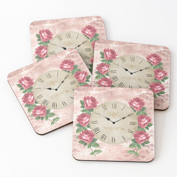Item preview, French Vintage Clock with Antique Roses designed and sold by aprincessinsp.