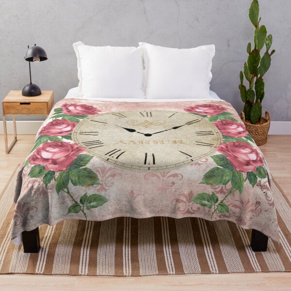 Item preview, French Vintage Clock with Antique Roses designed and sold by aprincessinsp.