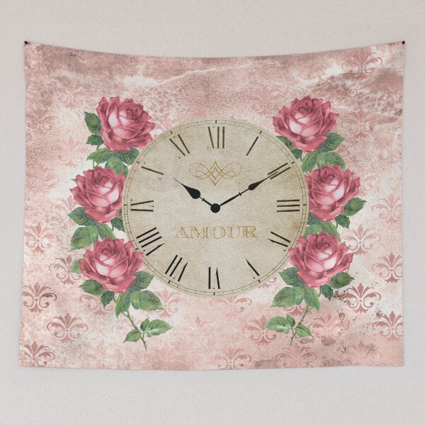 Item preview, French Vintage Clock with Antique Roses designed and sold by aprincessinsp.