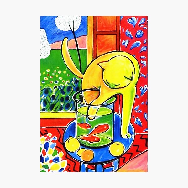 Henri Matisse, Le Chat Aux Poissons Rouges 1914, (The Cat With Red Fishes), Artwork, Men, Women, Youth Photographic Print