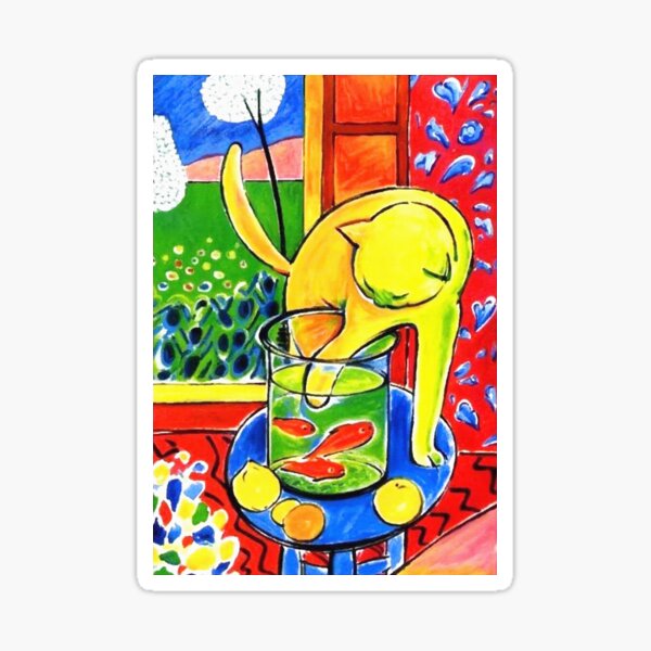 Henri Matisse, Le Chat Aux Poissons Rouges 1914, (The Cat With Red Fishes), Artwork, Men, Women, Youth Sticker