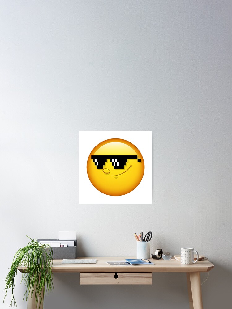 Smiling Face with Pixel Glasses Emoji Poster for Sale by Sean Sautter Redbubble