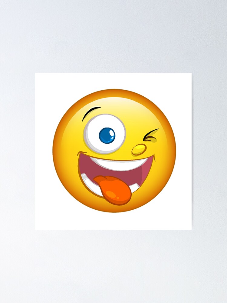 Guiño de cara con lengua emoji Póster