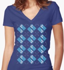 Gallifrey Argyle Women's Fitted V-Neck T-Shirt