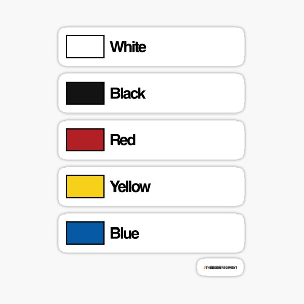 Brick Sorting Label: White Black Red Yellow Blue Sticker