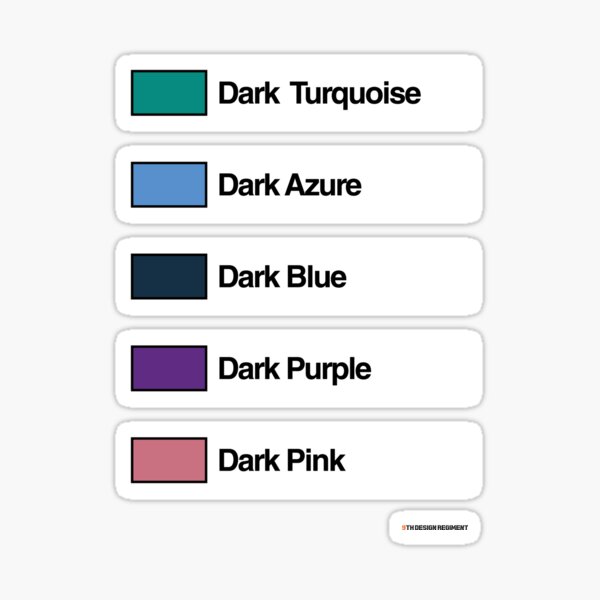 Brick Sorting Labels: Dark Turquoise, Dark Azure, Dark Blue, Dark Purple, Dark Pink Sticker